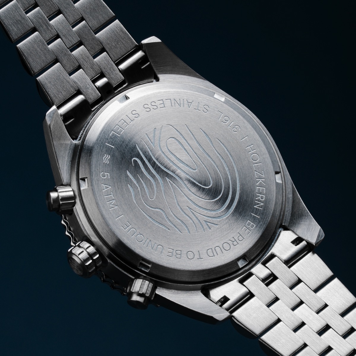 Holzkern Herrenuhr Openhorizon Blauer Marmor & Silber