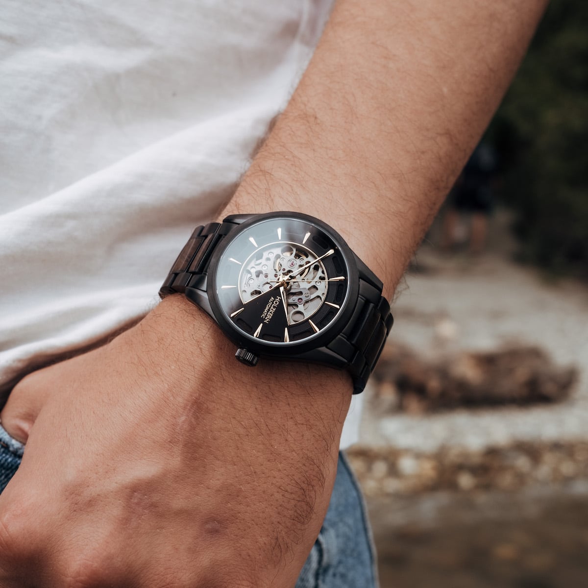 Holzkern Herrenuhr Woodleigh Ahorn & Schwarz