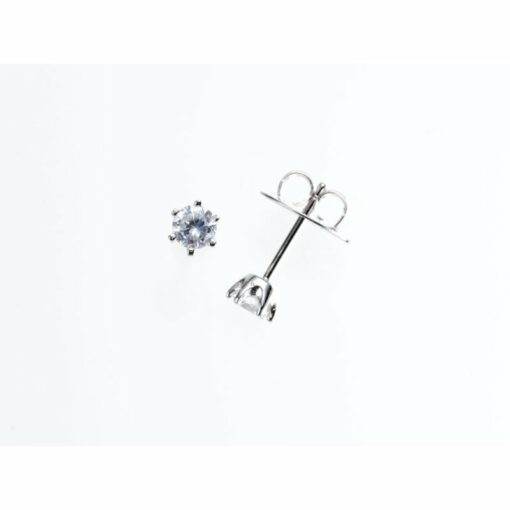 Giorgio Martello Ohrstecker 404389 aus rhodiniertem 925 Silber mit 2 weißen Zirkonia à 4 mm in Krappenfassung