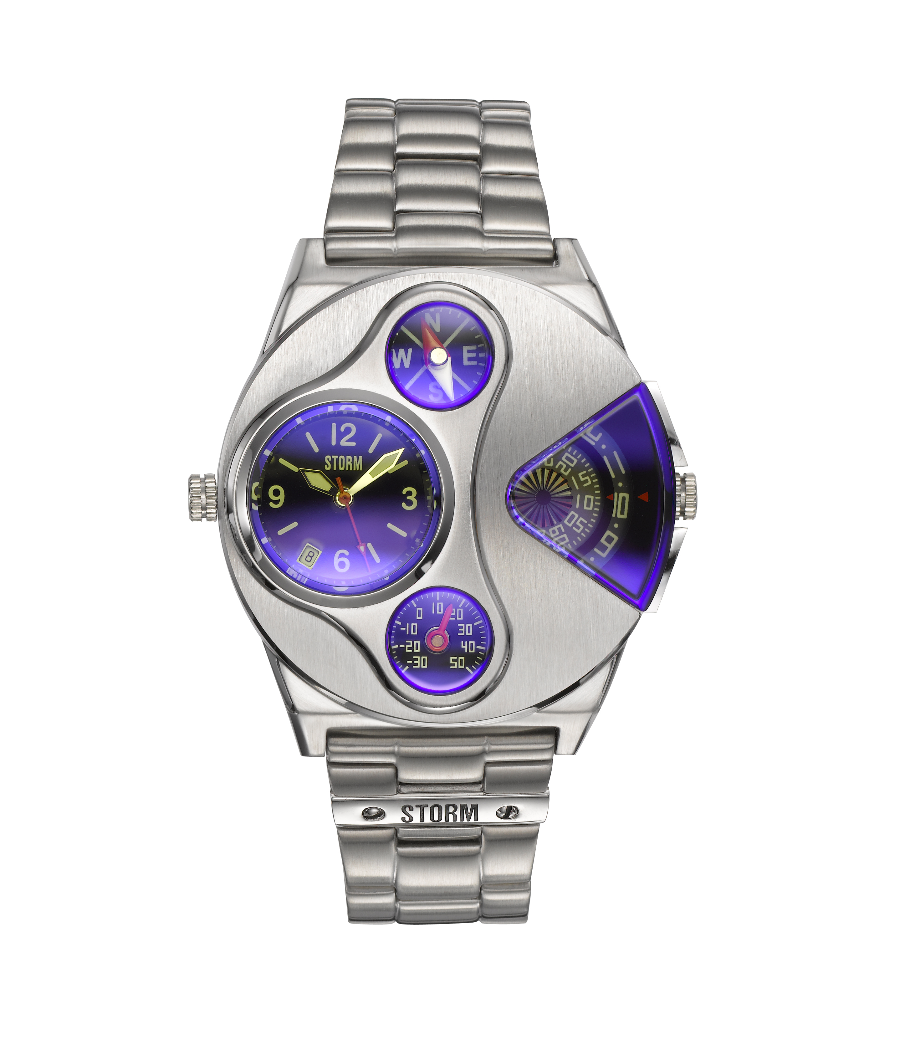 STORM London V2 Navigator Special Edition Herrenuhr 47246/B aus Edelstahl IP Slate mit Lazer-Blue Mineralglas, Dual Time, Datum, Kompass und Thermometer, 47 x 54 mm, EAN 5033597009380