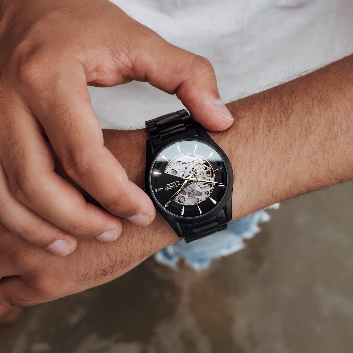 Holzkern Herrenuhr Woodleigh Ahorn & Schwarz