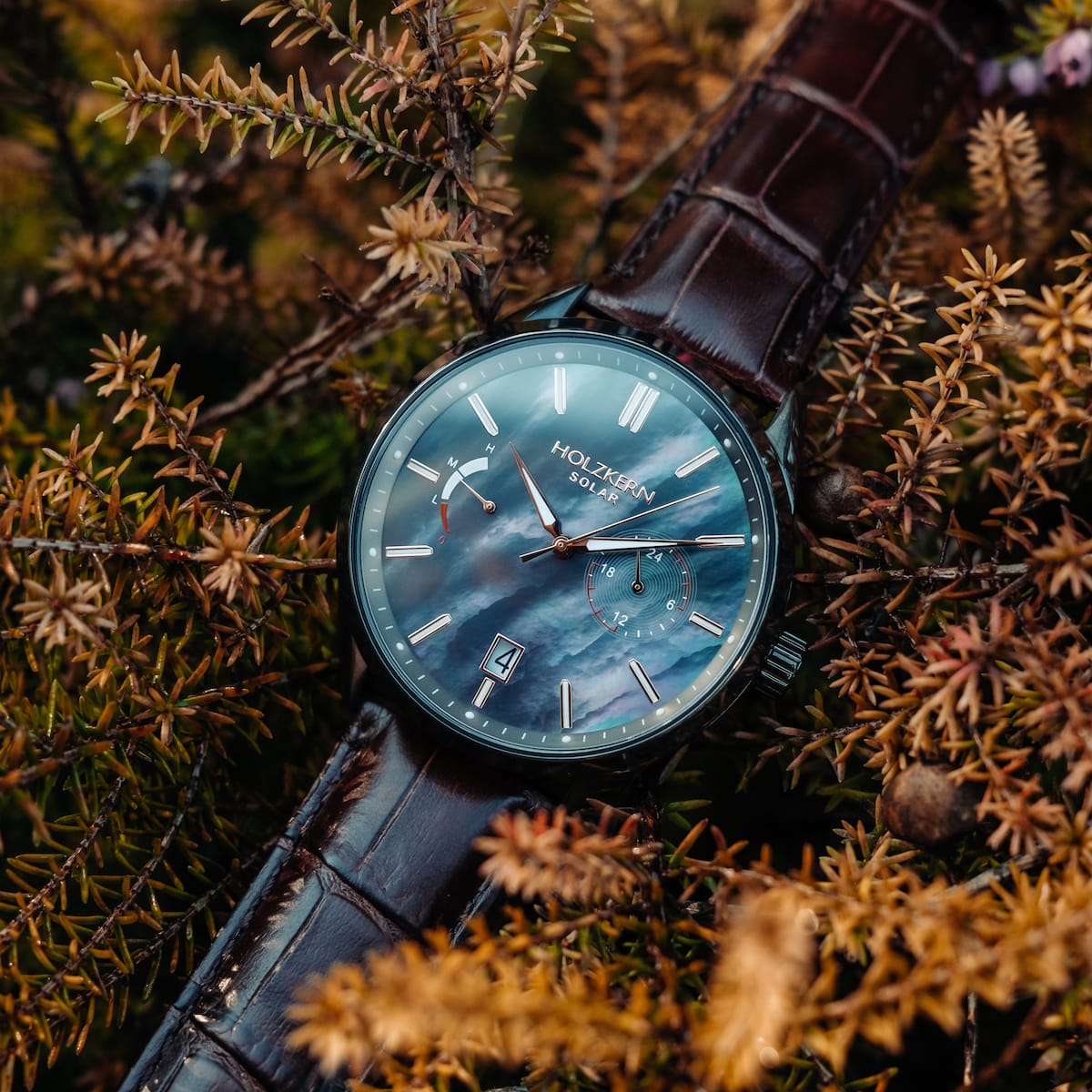 Holzkern Herrenuhr Substantial Perlmutt/Dunkelgrau