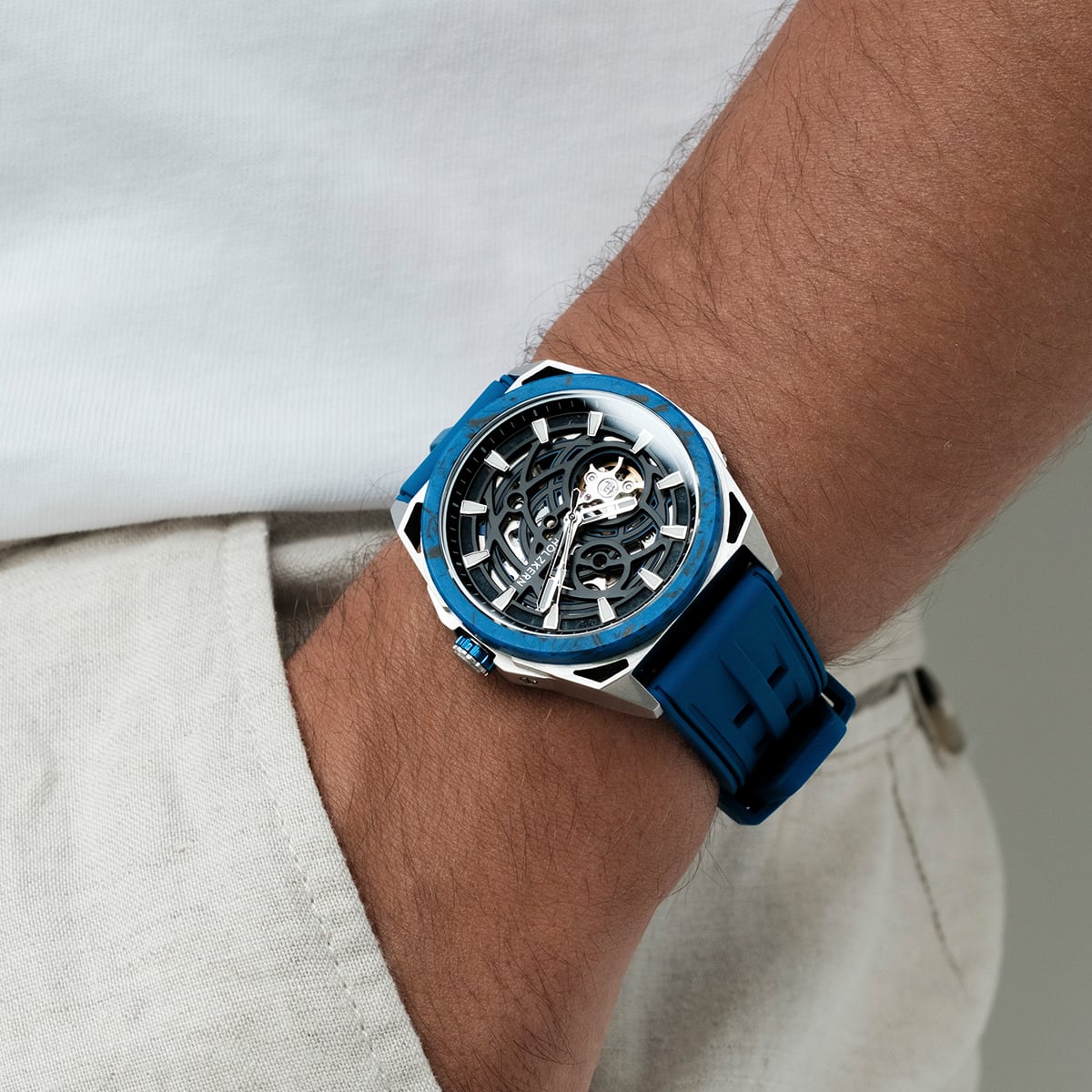 Holzkern Herrenautomatikuhr Carbonite Marmor & Carbon
