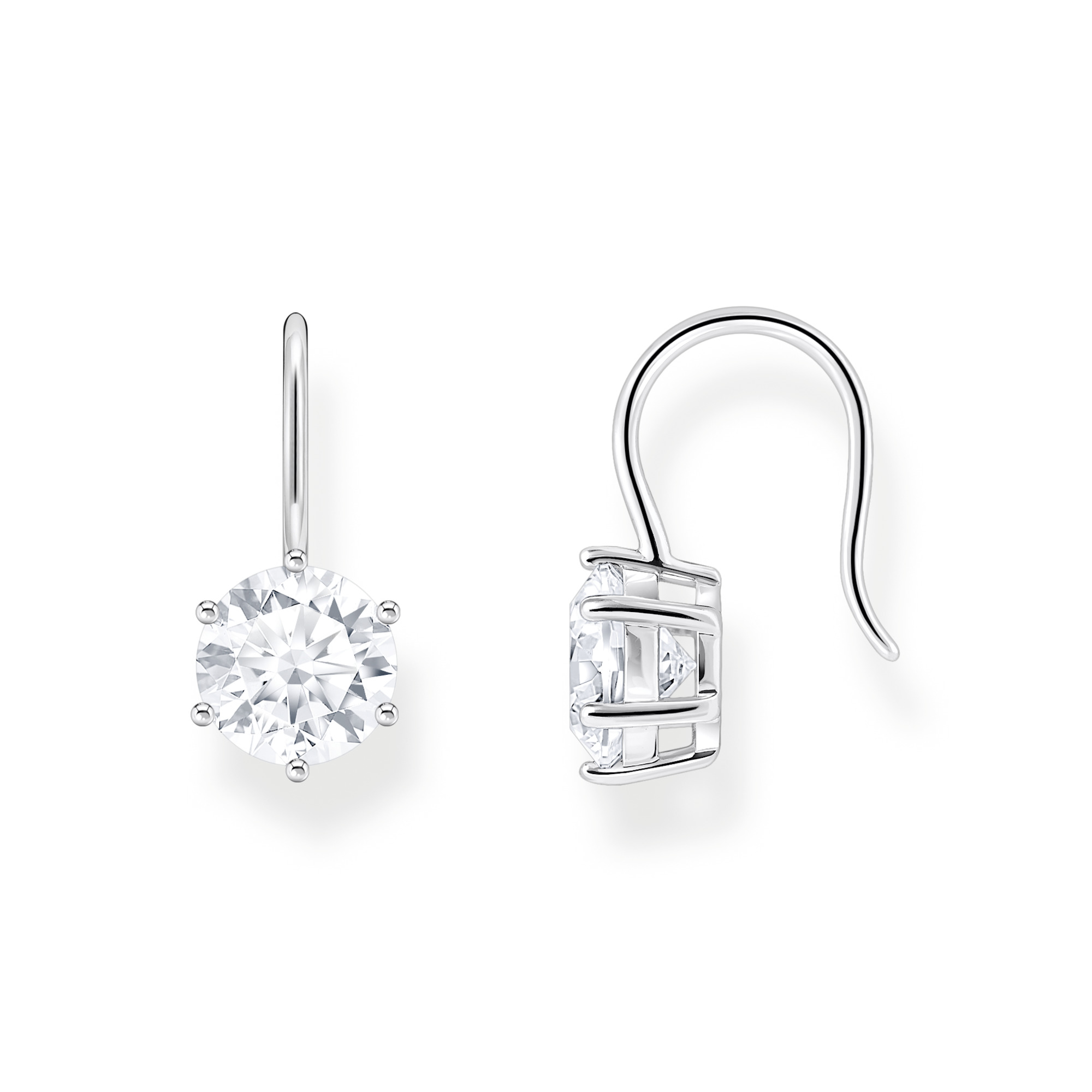 THOMAS SABO Ohrhänger aus recyceltem 925 Silber mit großem weißem Zirkonia, ca. 19 mm, H2287-051-14, EAN 4051245579734
