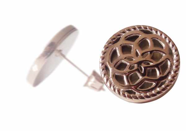 Traumfänger Ohrstecker Blume aus Edelstahl 316L IP Rosé rosè Ø 10 mm Stärke 1,6 mm mit Ohrmutter TFE02SRO EAN 9120044236980