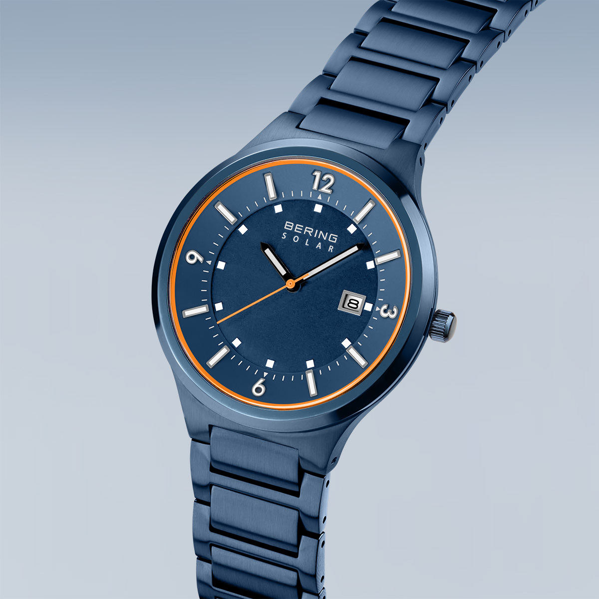 Bering Herrenuhr Solar blau 42 mm 14442-797