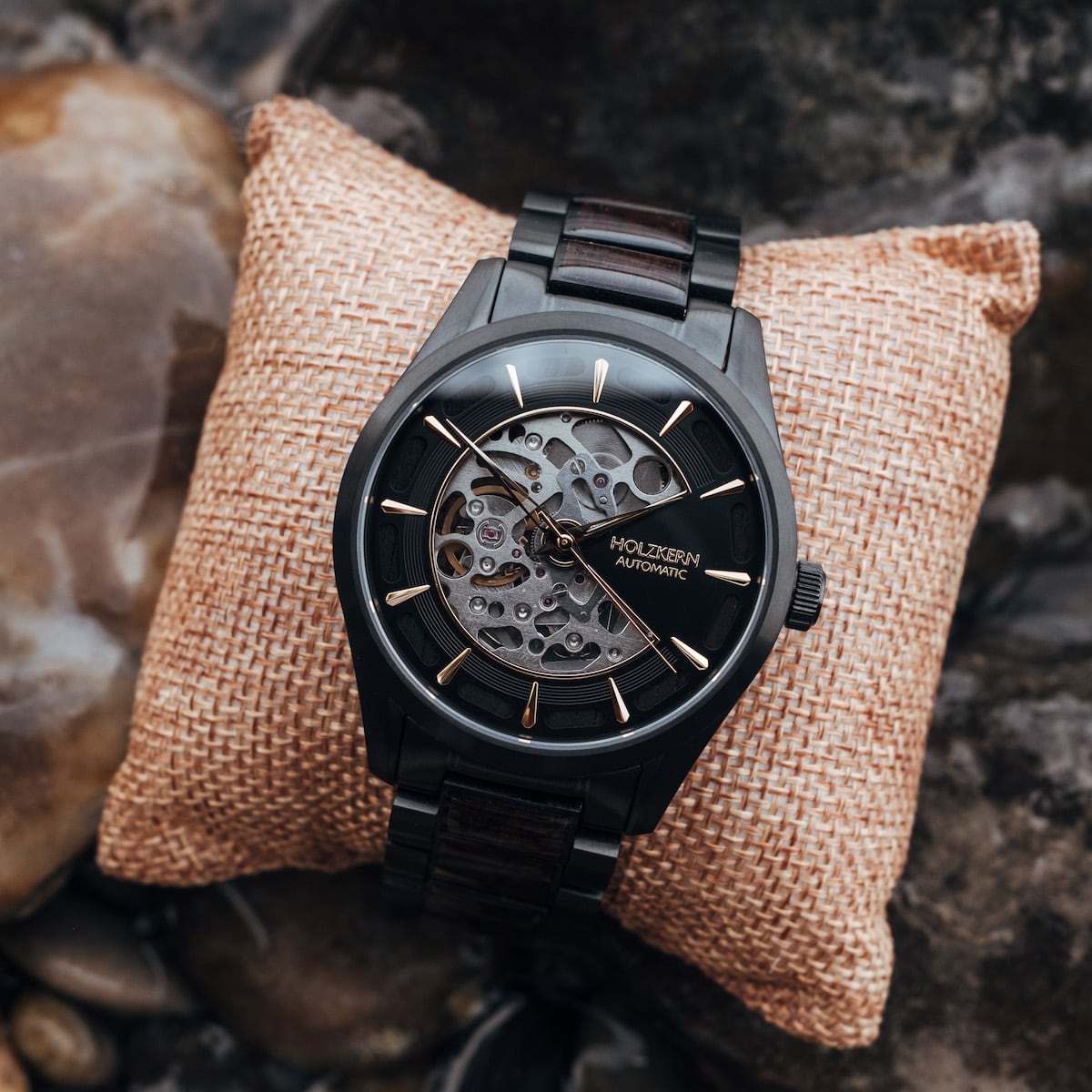 Holzkern Herrenuhr Woodleigh Ahorn & Schwarz