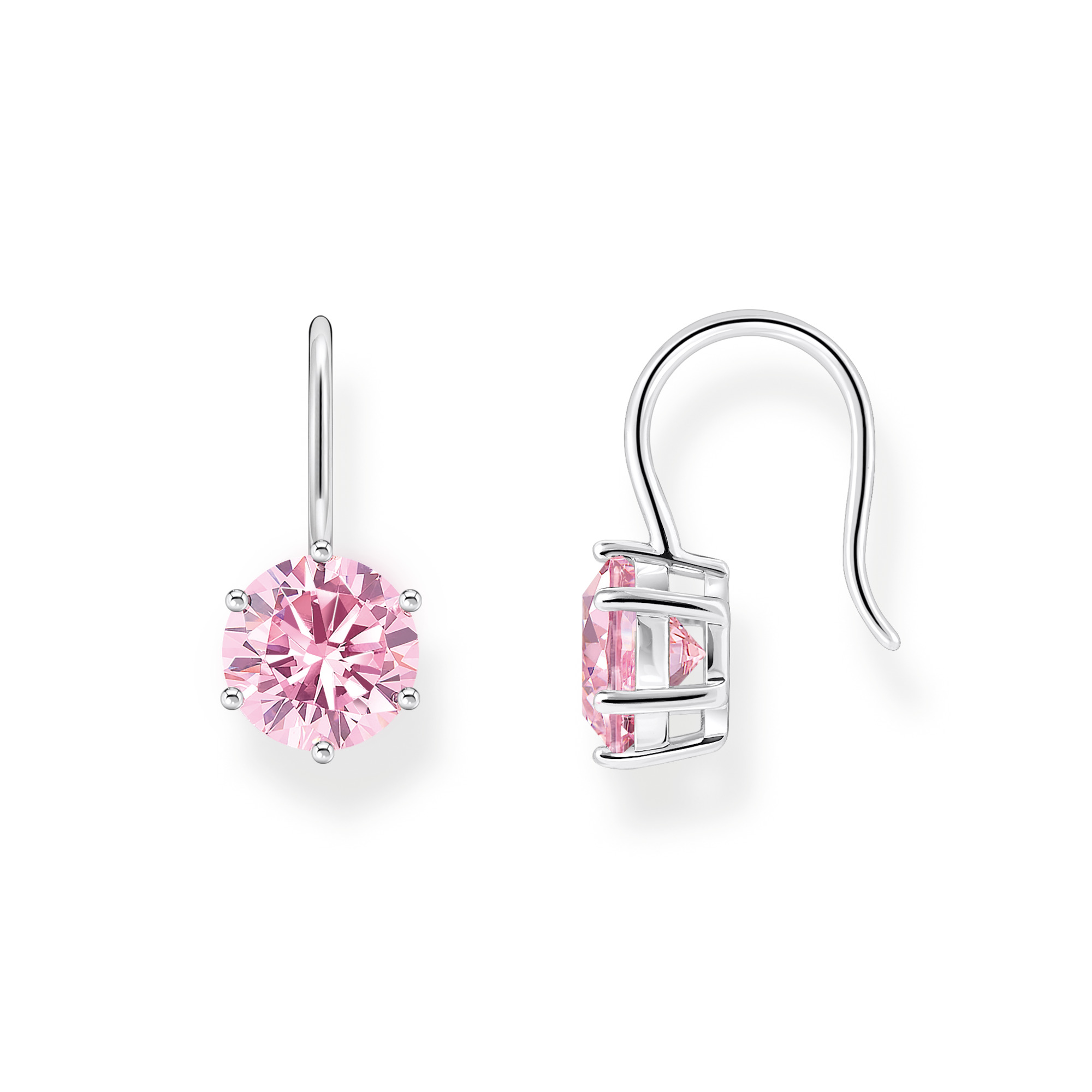Thomas Sabo Ohrschmuck aus recyceltem Silber mit großem Zirkonia in Pink