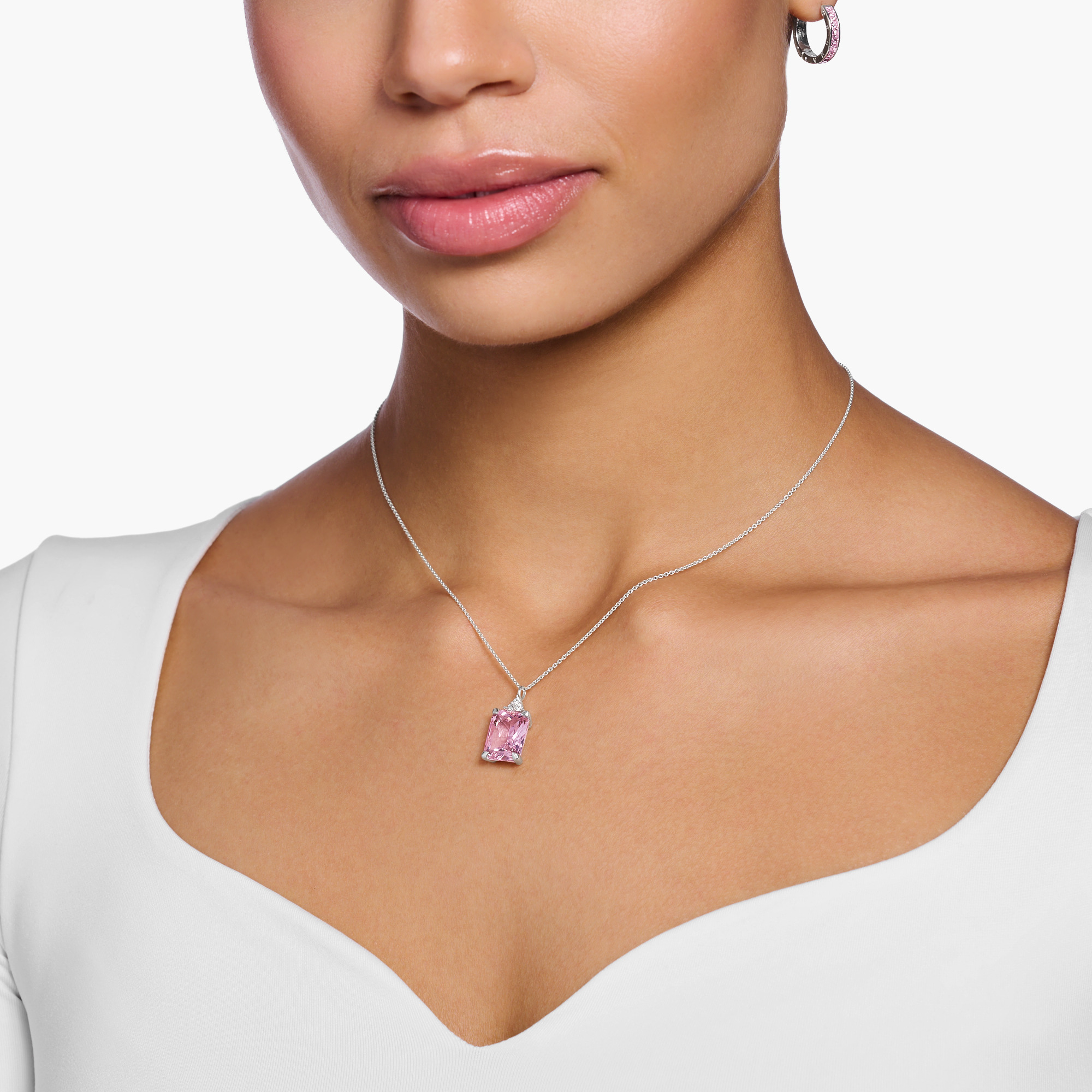 Thomas Sabo KE1964-051-9-L45v Kette mit pinkem Stein Silber