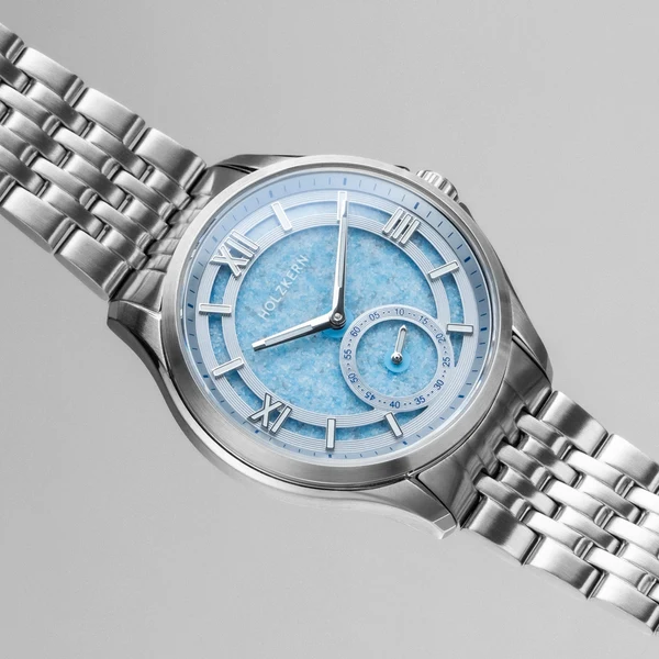 Holzkern Silverstrand Limited Edition mit echtem Sand-Zifferblatt, 41 mm Edelstahl, Saphirglas, 5 ATM und Seriennummer 1-1000