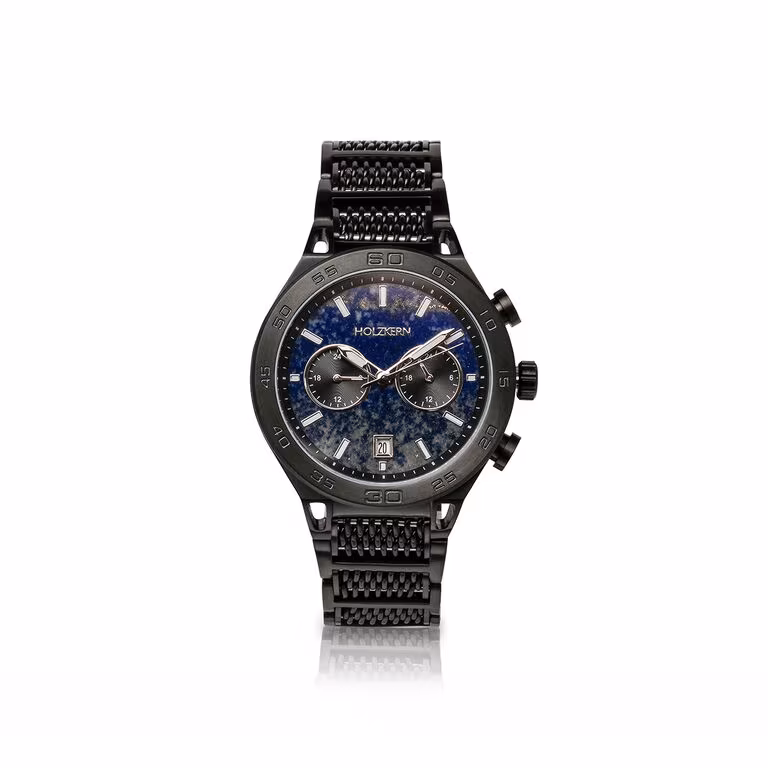 Holzkern Herrenuhr Aoraki Lapislazuli & Schwarz