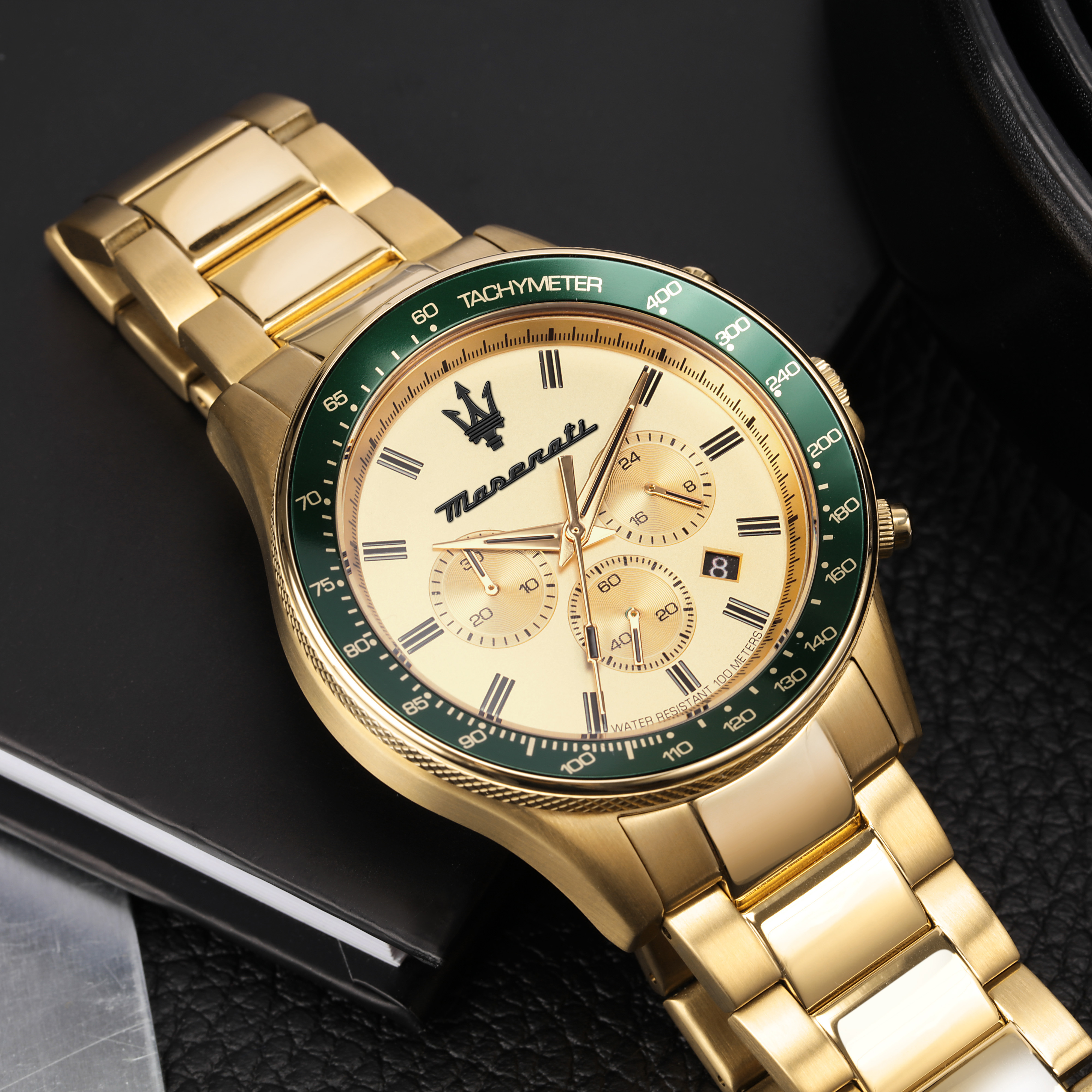 Maserati Sfida Chronograph Herrenuhr Gold/Grün R8873640005